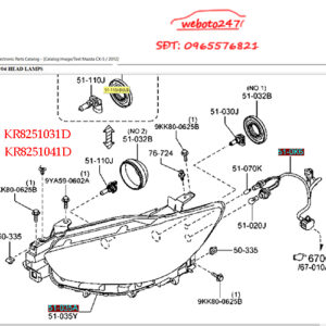 Đèn pha cos CX5 2012 - 2015 all new mã phụ tùng chính hãng: KR8251031D ( RH) và  KR8251041D( LH).