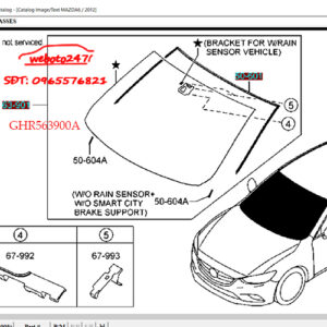 Kính chắn gió trước xe Mazda 6 all new mã phụ tùng: GHR563900A